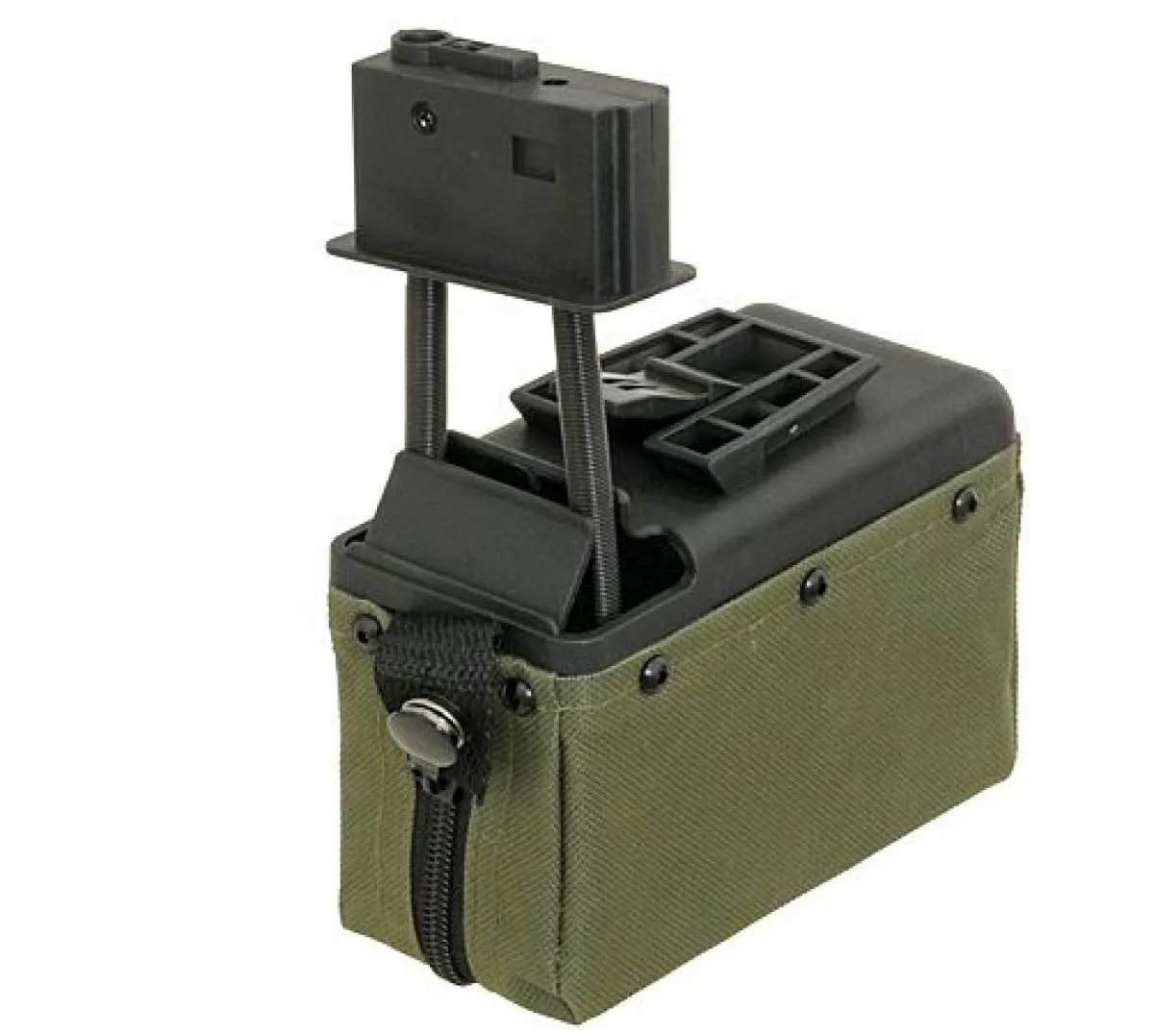 Softair.Zone M249/MK46 1500 Schuss elektrisches Box Mag Olive